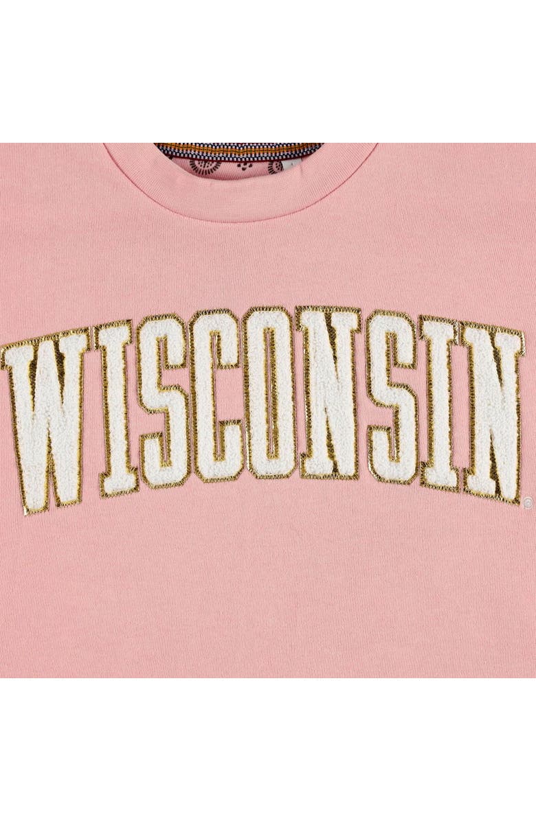PRESSBOX Women's Pressbox Pink Wisconsin Badgers La Jolla Fleece Pullover Sweatshirt, Alternate, color, 
