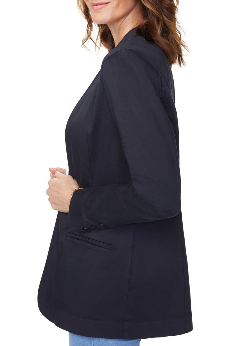 One-Button Linen Blend Blazer, Alternate, color, BLACK