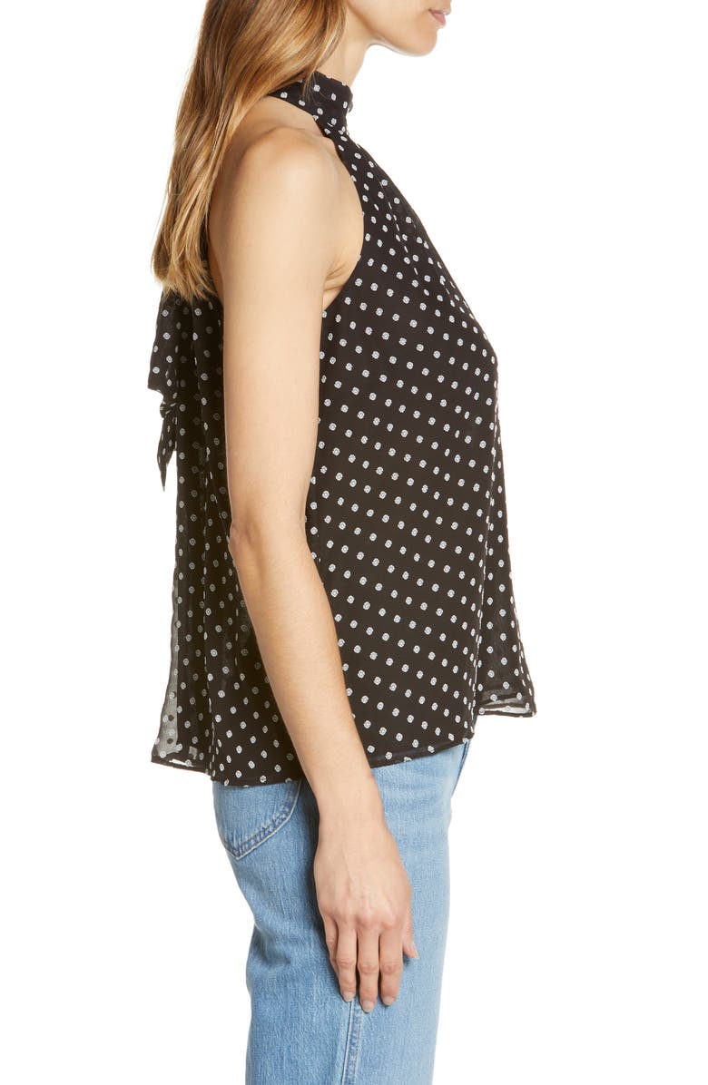 1.STATE Polka Dot Gathered Halter Neck Chiffon Top, Alternate, color, 