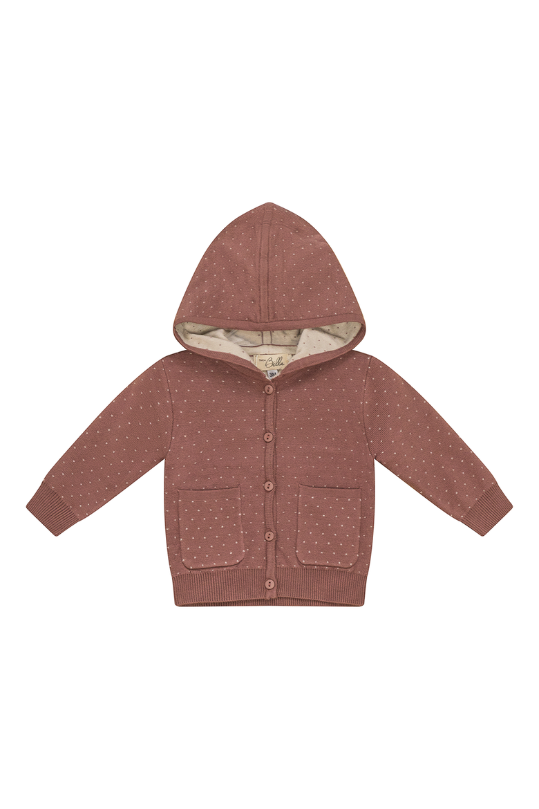 Knitted Hooded Jacket with Patch Pockets, Main, color, Rose/Dark Almond