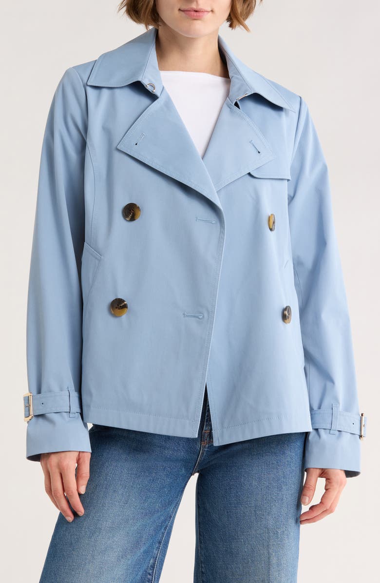 Michael Kors Short Trench Coat, Alternate, color, Chambray