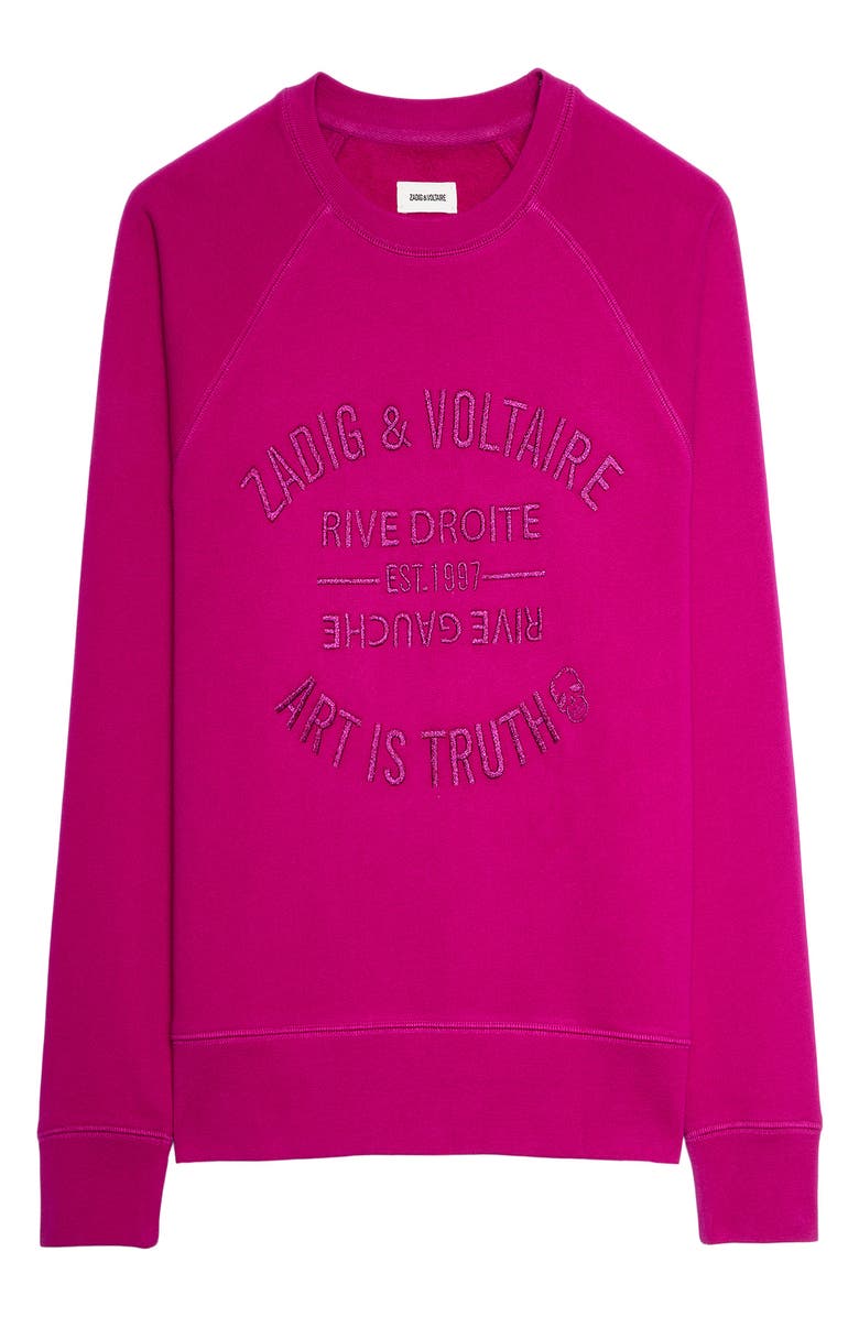 Zadig & Voltaire Tonal Embroidered Cotton Sweatshirt, Alternate, color, 