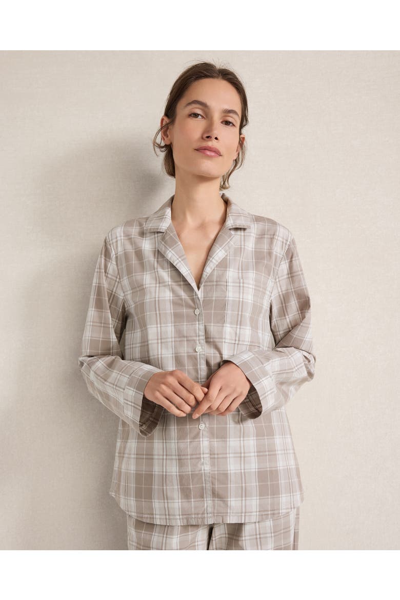Organic Cotton Poplin Classic Plaid Pajama Top, Main, color, Peaceful Mushroom Plaid