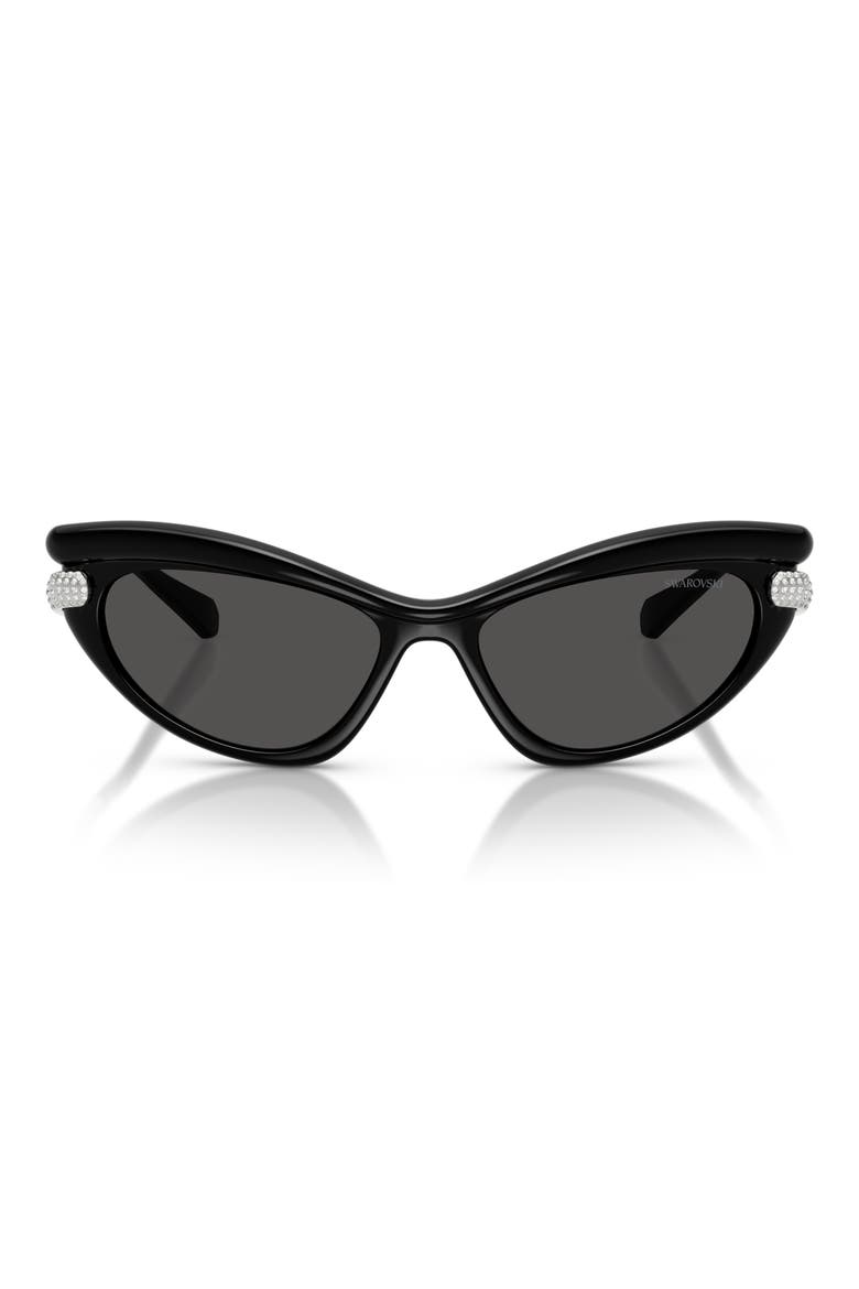 56mm Cat Eye Sunglasses, Main, color, BLACK / DARK GREY