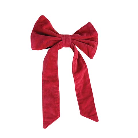 Velvet Cotton Clip Bow with Iron Accent