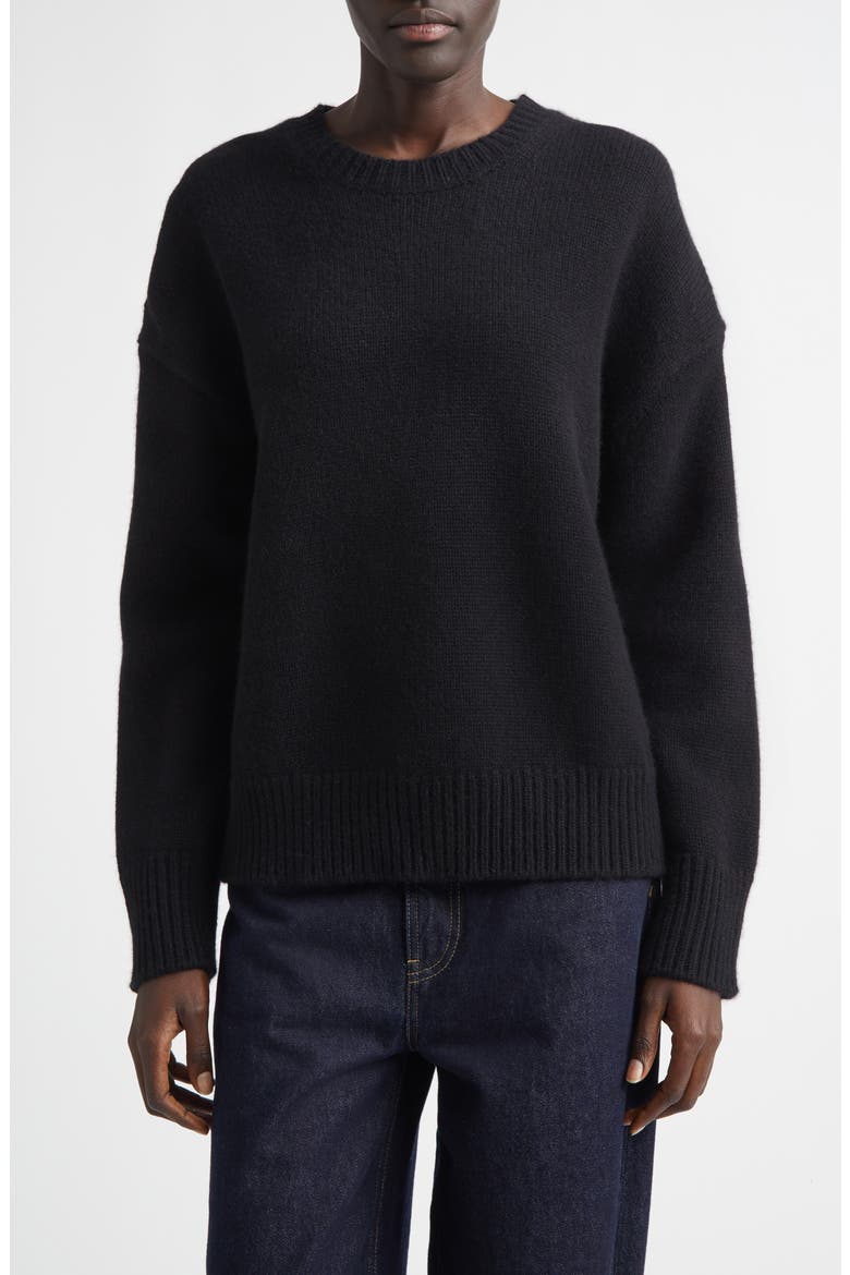 Pia Oversize Cashmere Crewneck Sweater, Main, color, BLACK