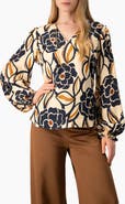 IVONNE Floral Print Bishop-Sleeve Blouse