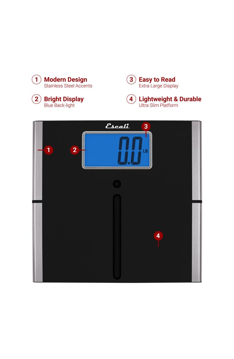 ESCALI Ultra Slim Easy Read Body Scale, Alternate, color, Black