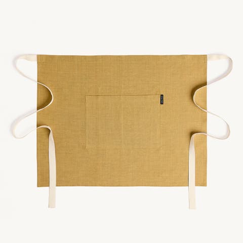 Linen Bistro Server Apron with Pockets, Extra-Long Ties, 21 x 27 Inches