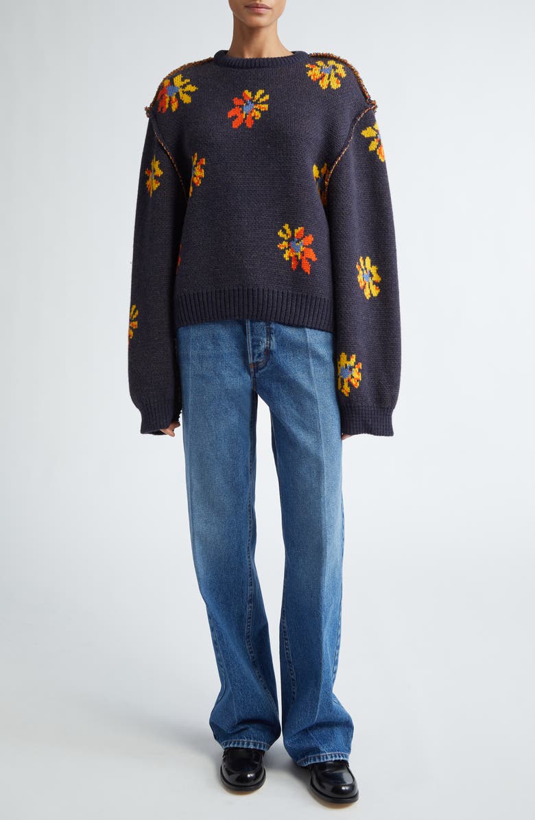 Meryll Rogge Daisy Jacquard Merino Wool Sweater, Alternate, color,