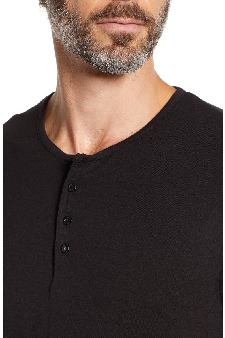 Short Sleeve Stretch Modal Henley, Alternate, color, BLACK