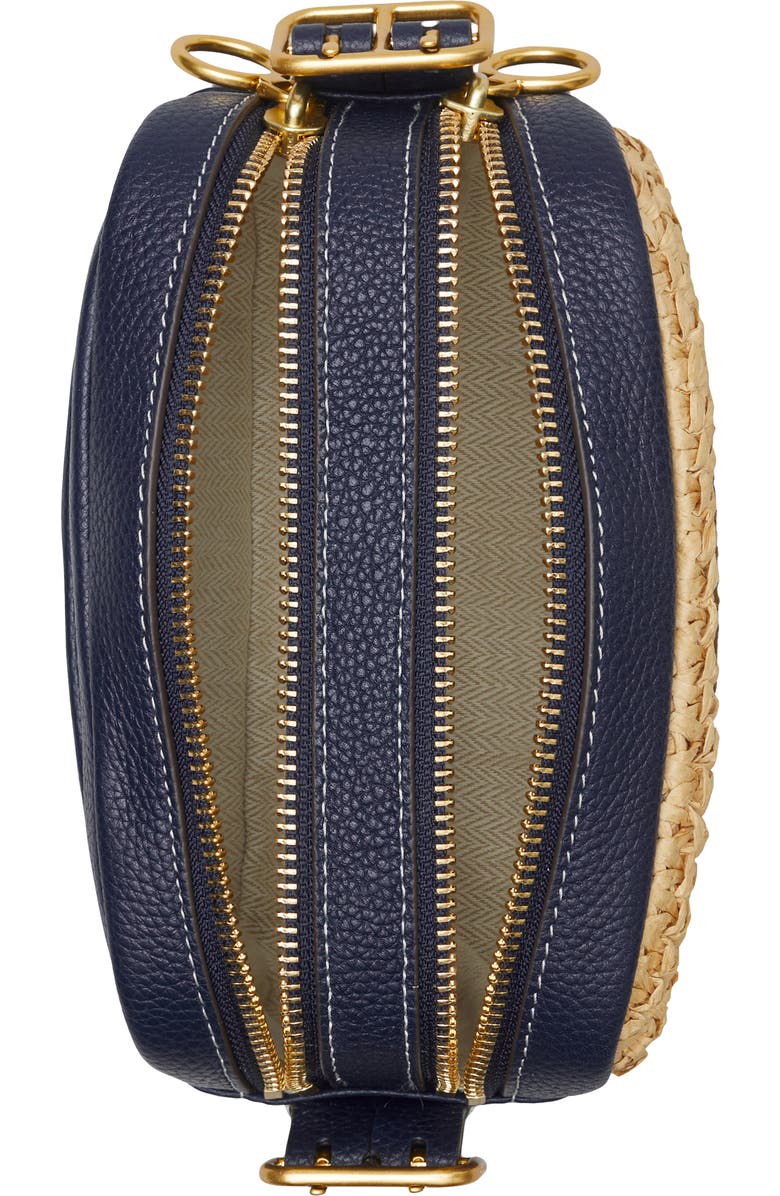Tory Burch Perry Bombé Mini Straw Crossbody Bag, Alternate, color,