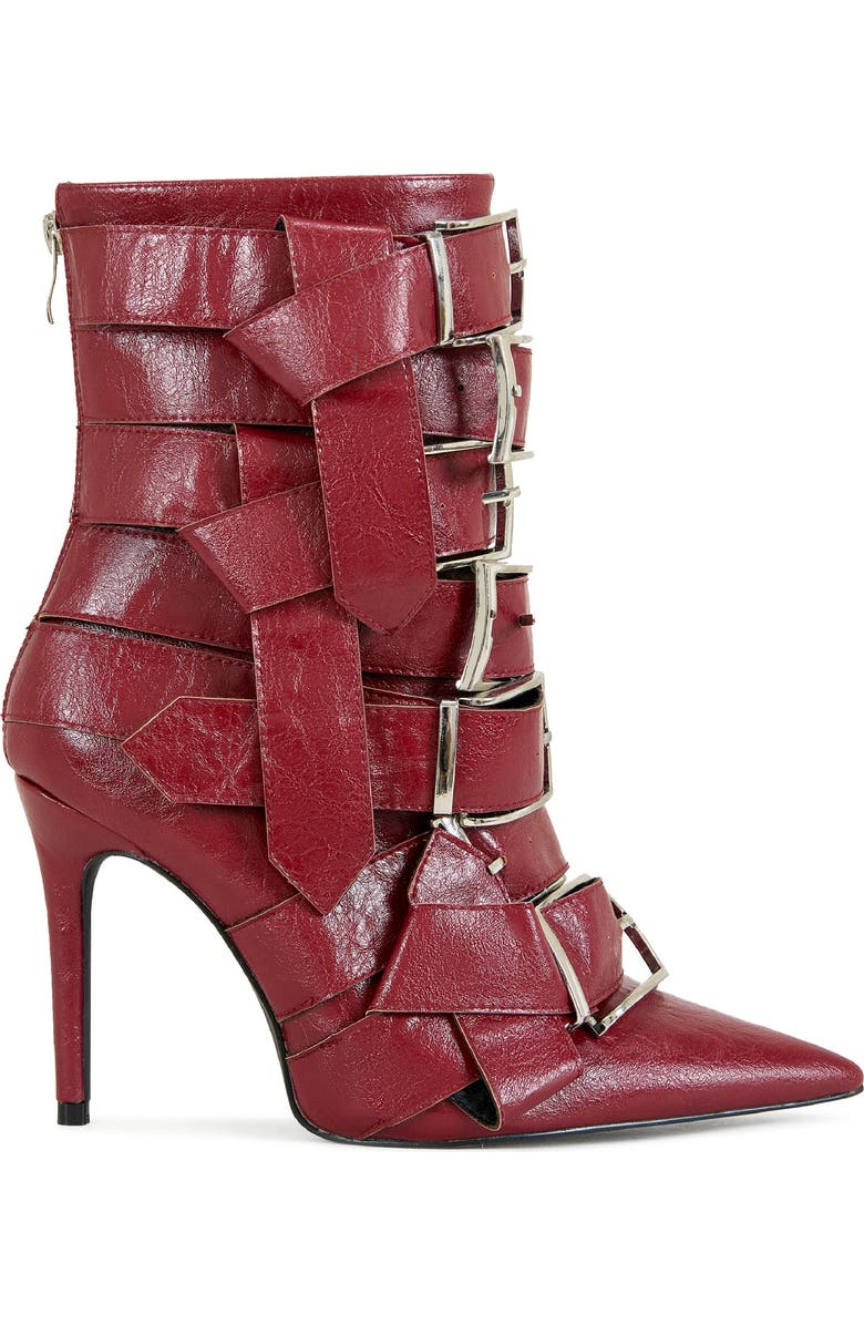 AZALEA WANG Alcetas Buckle Bootie, Alternate, color, Red