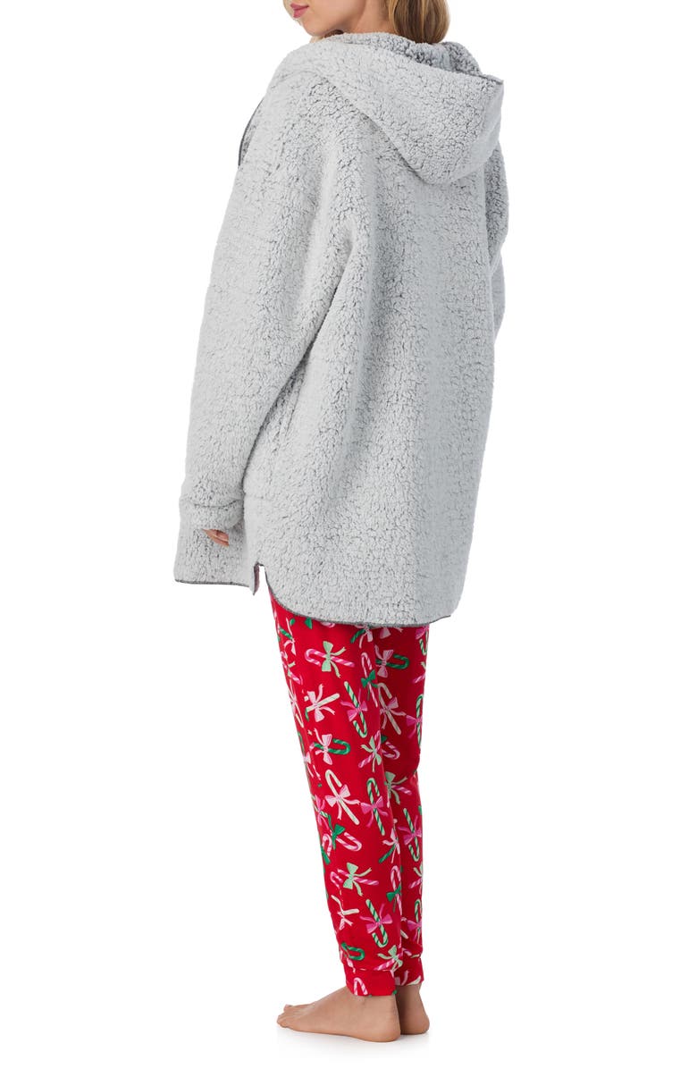 Room Service Pjs Hooded Fleece Lounge Jacket, Alternate, color, Grey
