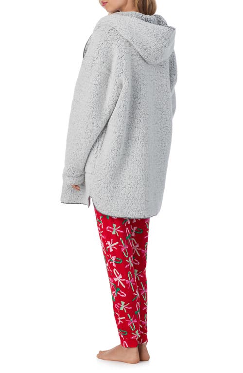 Room Service Pjs Hooded Fleece Lounge Jacket In Gray