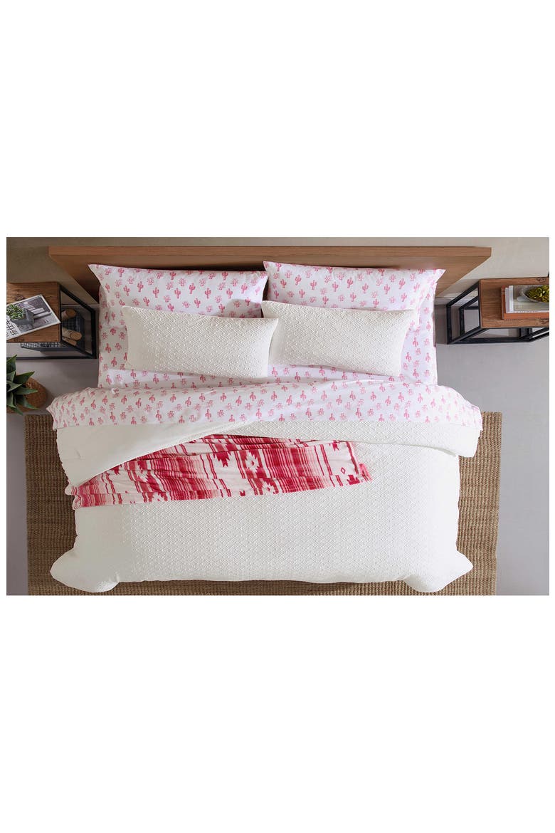 Sedona Geometric Embossed Duvet Set, Alternate, color, WHITE