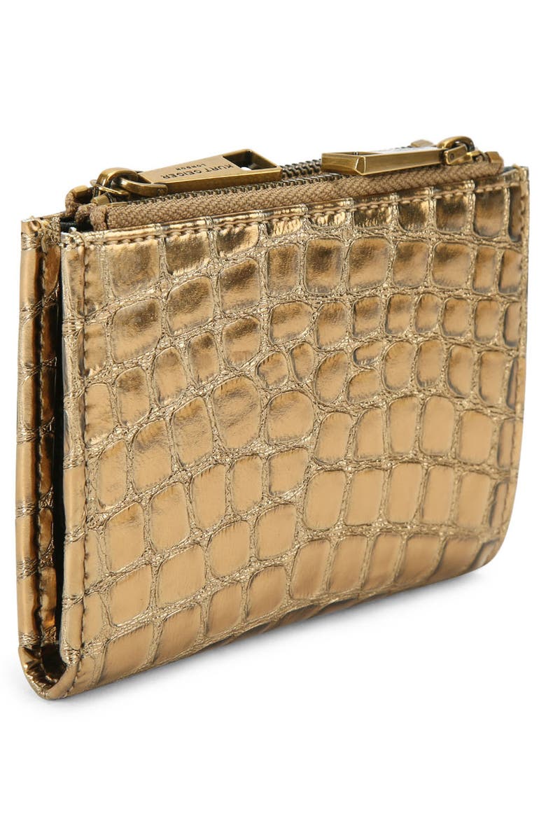 Kurt Geiger London Chelsea Metallic Leather Card Holder, Alternate, color, Gold