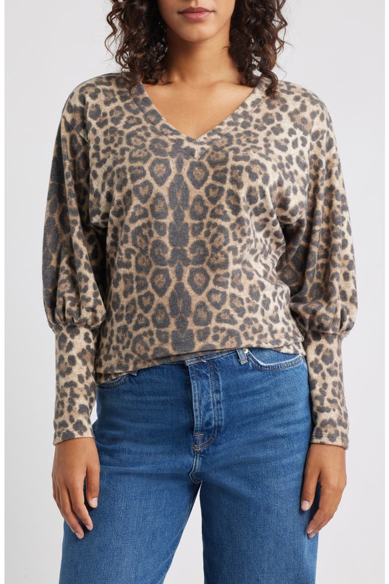 Brushed Jersey Top, Main, color, BROWN