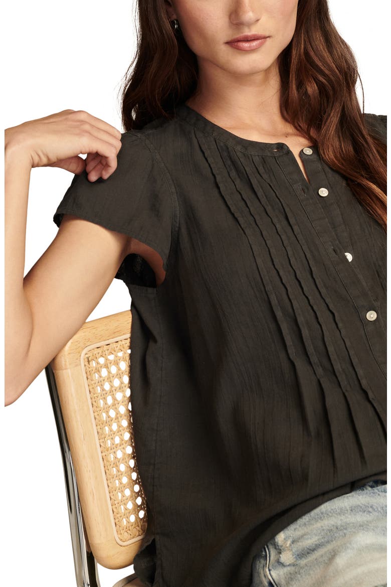 Pintuck Cotton Peasant Blouse, Alternate, color, RAVEN
