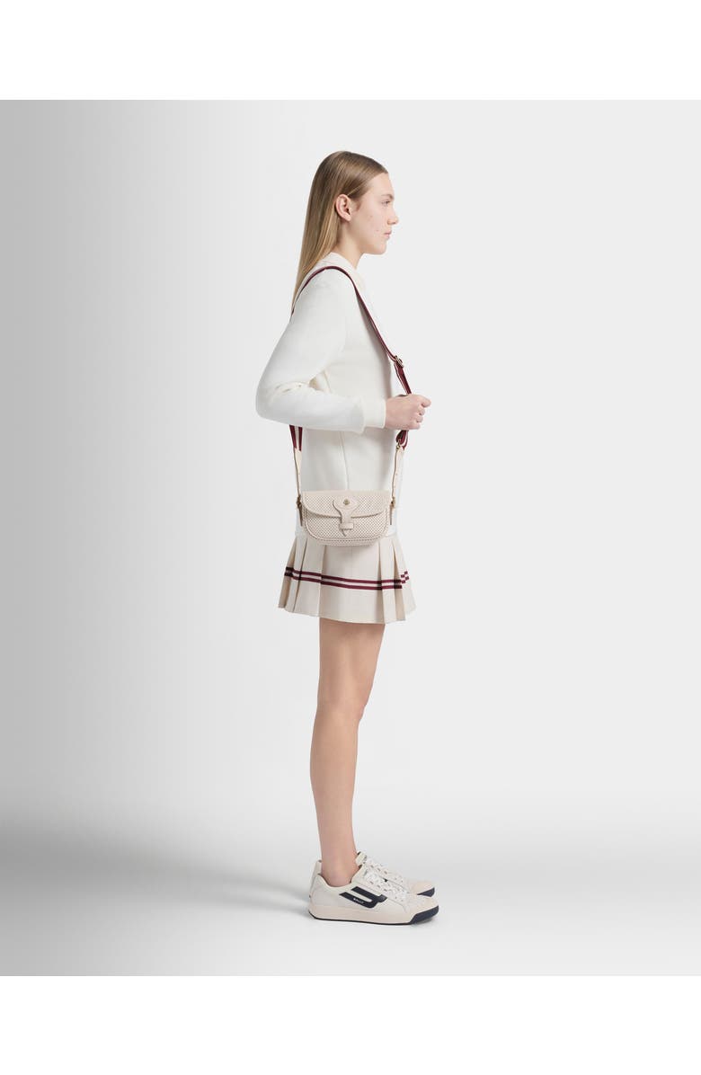 Bally Beckett Minibag in Perforated Leather, Alternate, color, White