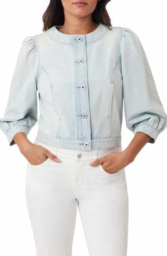 Kensie Collarless Crop Denim Jacket