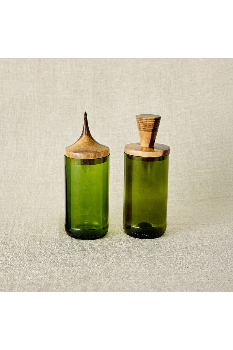 Wooden Topped Green Apothecary Jar, Alternate, color, Green - Spire