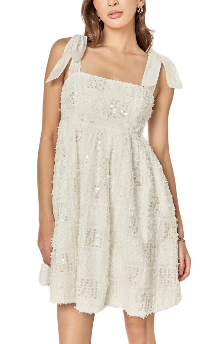 English Factory Sequin Empire Waist Minidress, Alternate, color, White