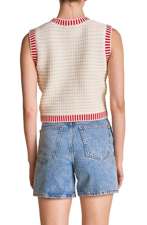 Endless Rose Ribbed Border Sweater Tank In White