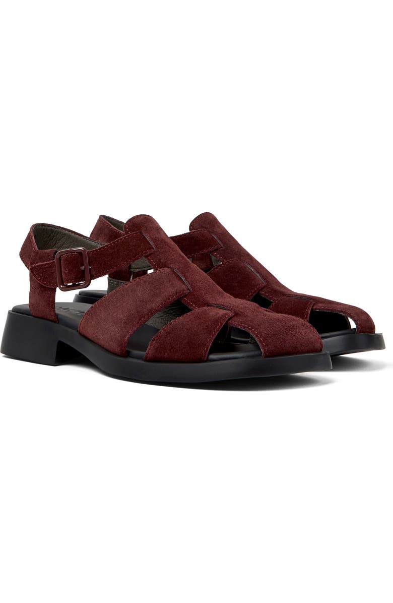 Camper Dana Fisherman Sandal, Main, color, Burgundy