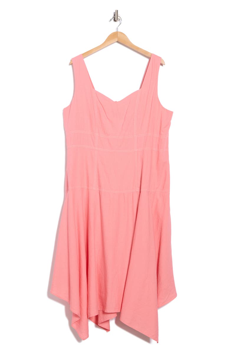 JASON WU Sleeveless Linen Blend Handkerchief Hem Midi Dress, Alternate, color, Pink