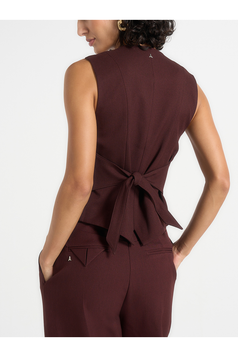 Christine Structured Cinch Waistcoat, Alternate, color, Wine Red