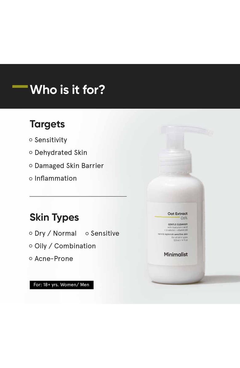 Minimalist Oat Extract 06% Gentle Cleanser, Alternate, color, 