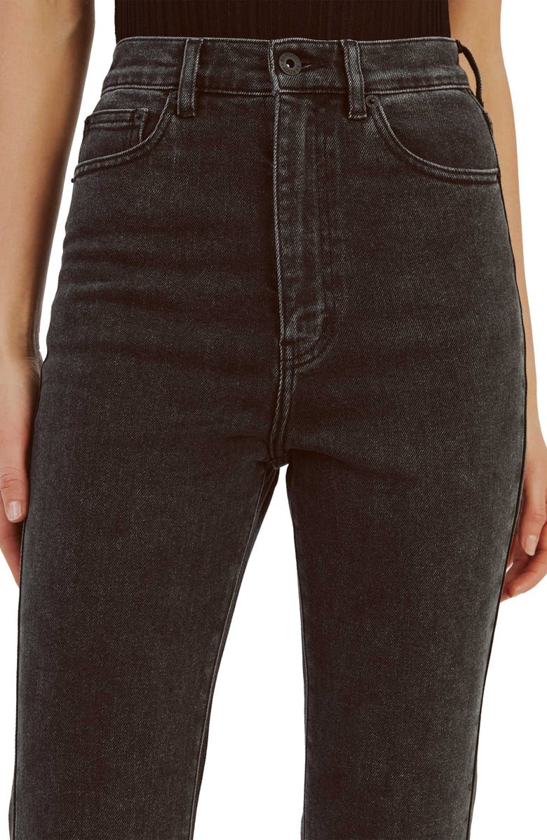 Bardot Heidi High Waist Flare Crop Jeans, Alternate, color, Washed Black