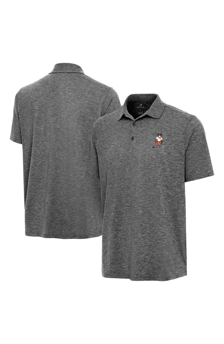 ANTIGUA Men's Antigua  Heather Black Clemson Tigers Golfer Par 3 Polo, Main, color, Heather Black