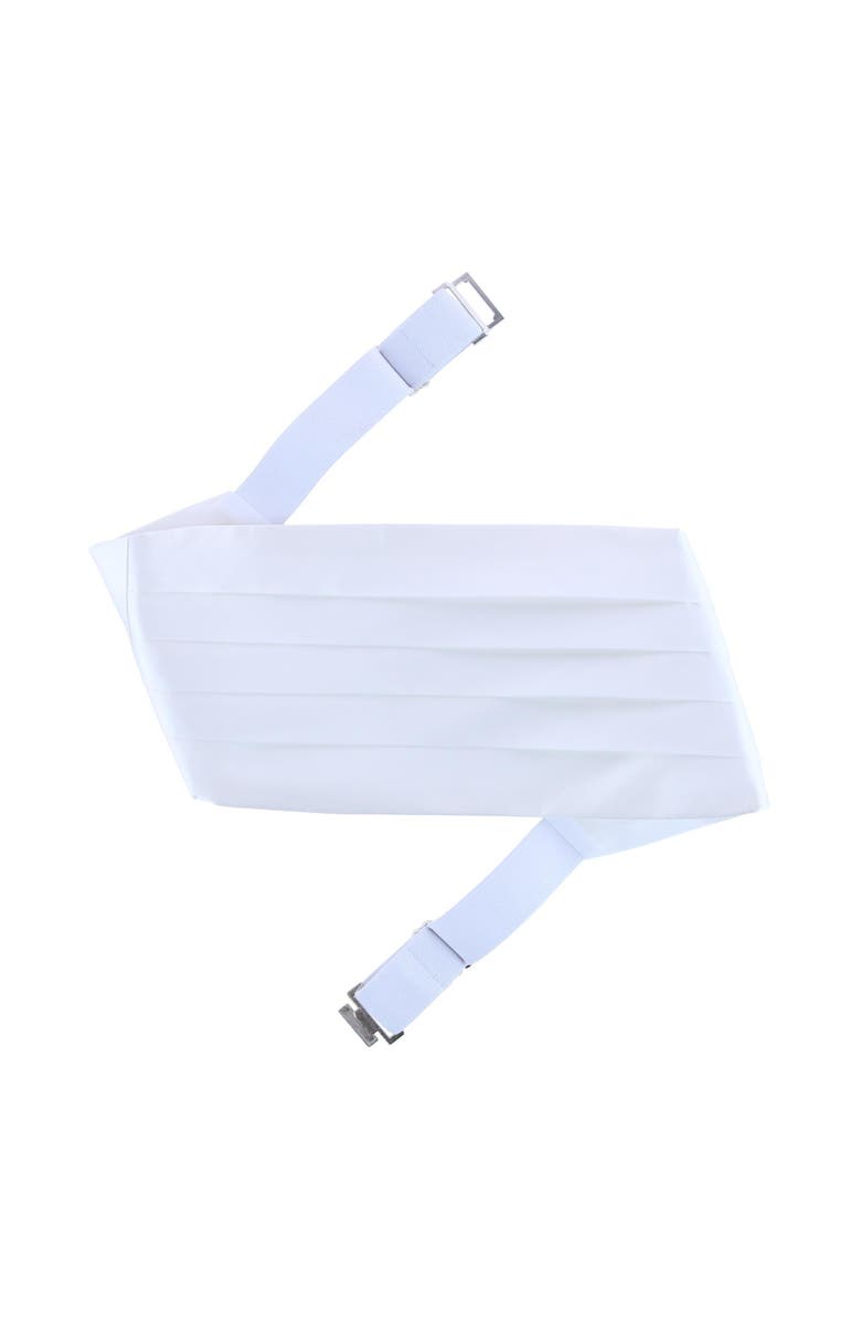 Trafalgar Sutton Solid Color Silk Cummerbund, Alternate, color, White