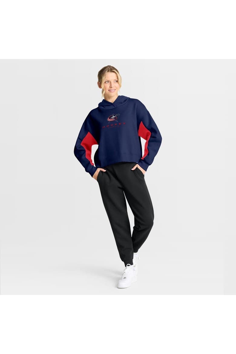 Women's Fanatics Navy Columbus Blue Jackets Back Check Boxy Hoodie, Alternate, color, Navy