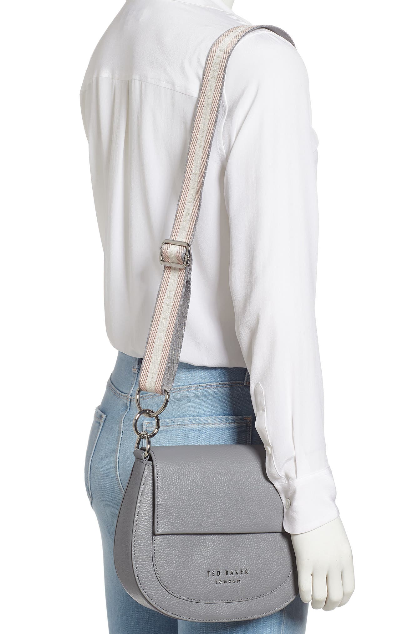 Amali Leather Crossbody Bag, Alternate, color, GREY