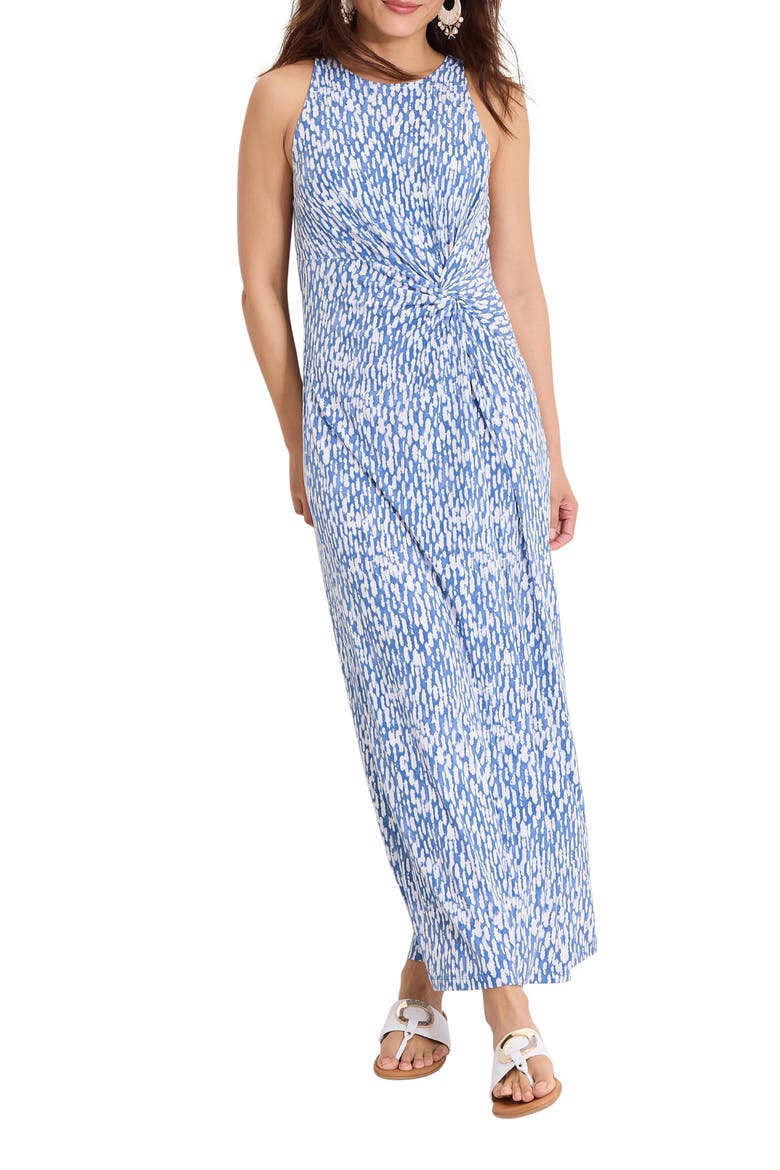 Jamina Glimmer Bay Twist Front Knit Maxi Dress, Main, color, PORT SIDE BLUE