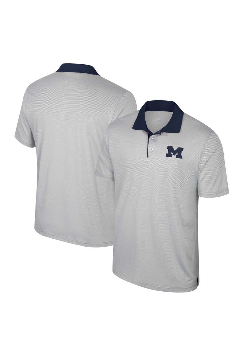 Men's Colosseum Gray Michigan Wolverines Big & Tall Tuck Striped Polo, Main, color, Gray