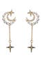 Cubic Zirconia Moon & Star Drop Earrings
