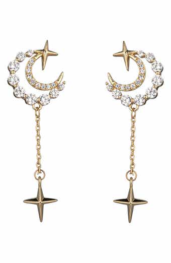 EYE CANDY LOS ANGELES Cubic Zirconia Moon & Star Drop Earrings