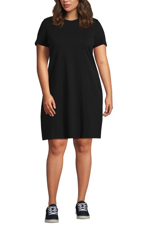 Plus Size Cotton Jersey Crew Neck T Shirt Dress