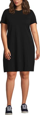 Lands' End Cotton Jersey Crew Neck T Shirt Dress