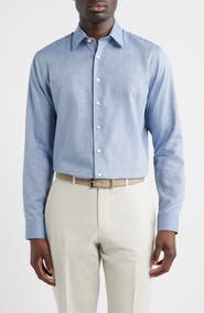 Nordstrom Trim Fit Premium Linen Blend Herringbone Dress Shirt