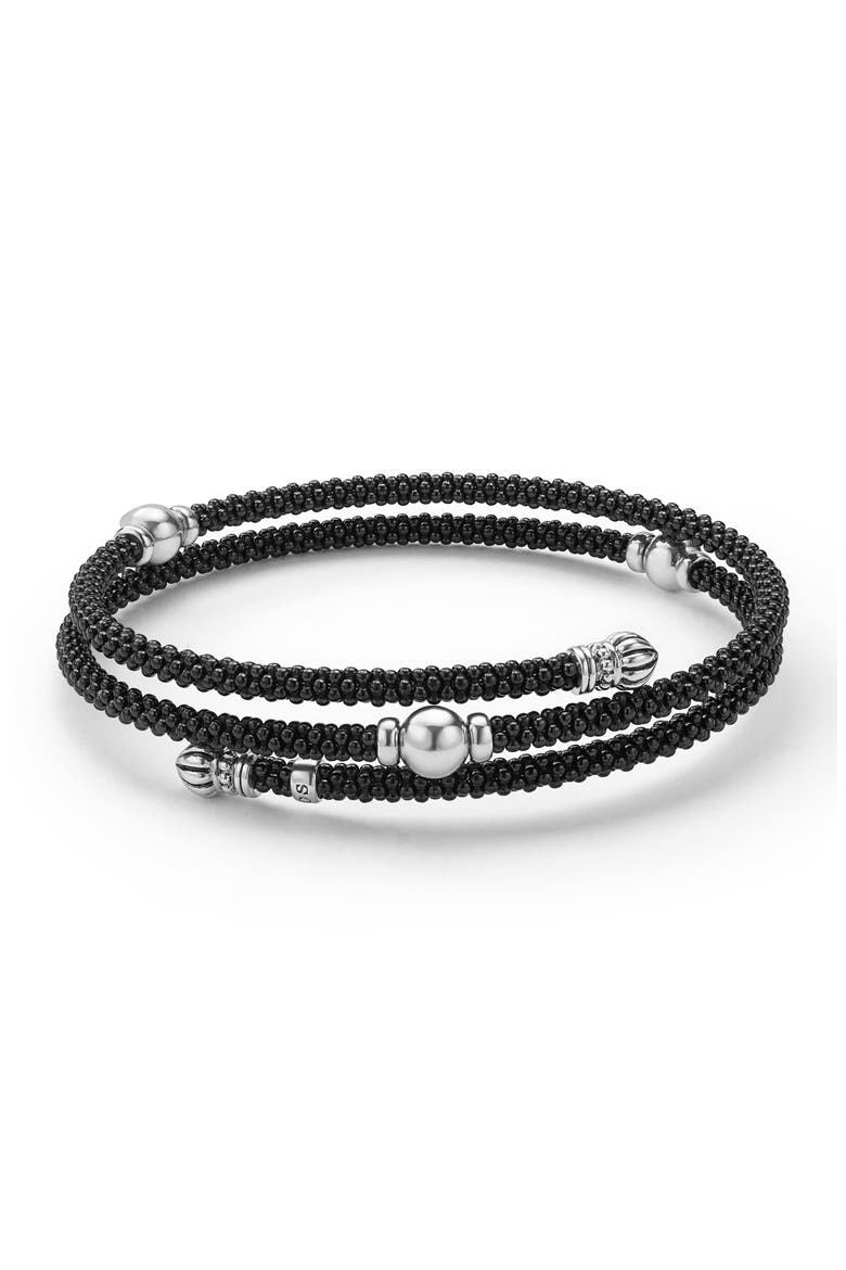 Caviar Bead Wrap Bracelet, Main, color, STERLING SILVER
