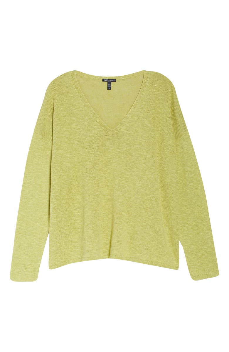 Eileen Fisher V-Neck Boxy Organic Cotton & Linen Sweater, Alternate, color,