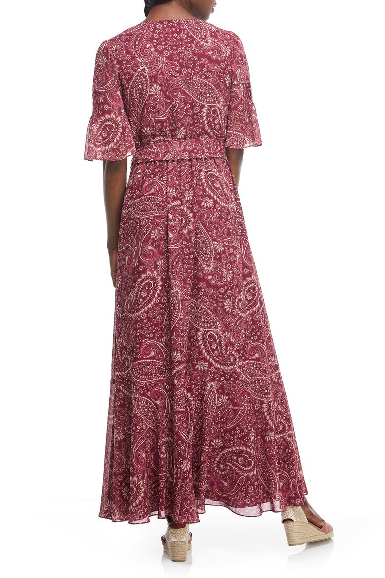 Candace Print Chiffon Maxi Dress, Alternate, color, DEEP MAGENTA/ CHAMOISEE