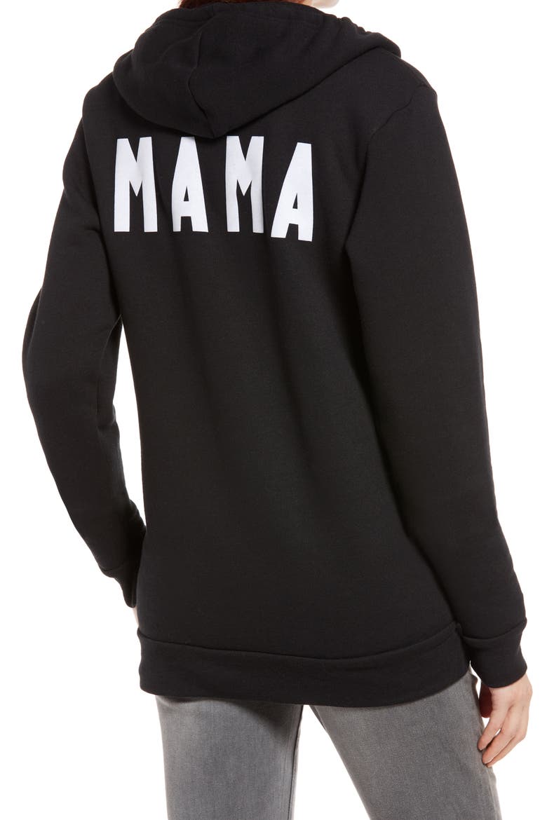 Mama Fleece Maternity Zip Hoodie, Alternate, color, BLACK