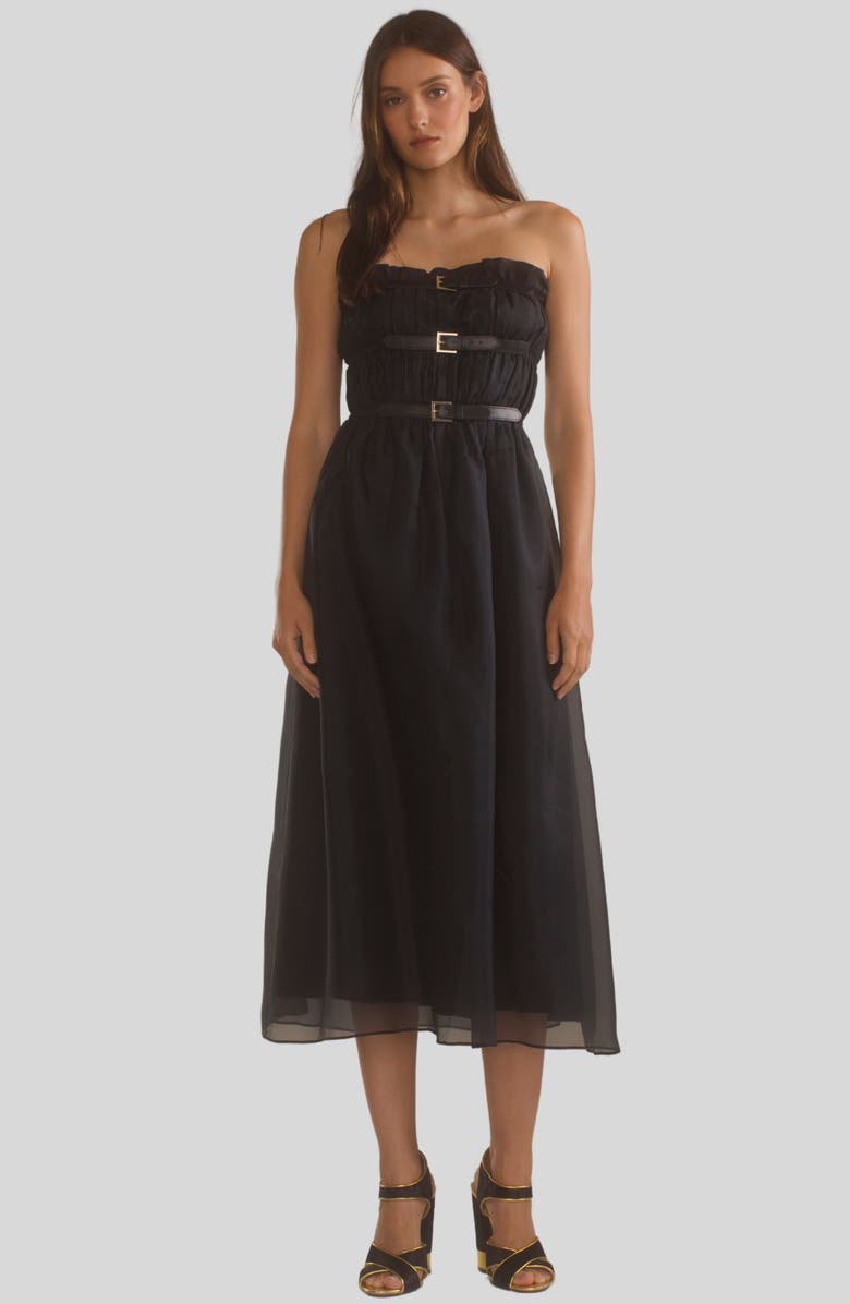 Cynthia Rowley Buckle Up Silk Organza Dress, Main, color, 