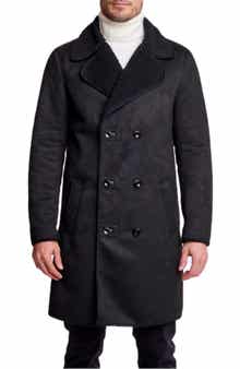 Double Breasted Faux Shearling Lined Overcoat